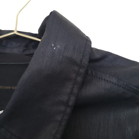 Adriano Goldschmeid Faux Leather Moto Jacket Size Small S Black Wax Coat Cropped - Picture 5 of 11